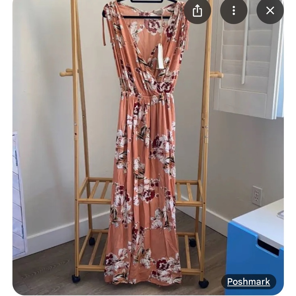 Floral Maxi Dress in Peach and White
